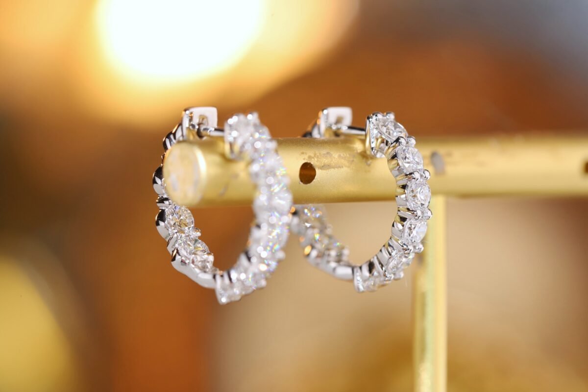 pt900 Inlay Laboratory CVD Cultivation Diamond 2.16ct Stud Earrings - 图片 4