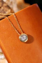 18k gold inlaid natural diamond 0.20ct bubble necklace - 图片 5