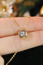 18k gold inlaid natural diamond 0.20ct bubble necklace - 图片 3